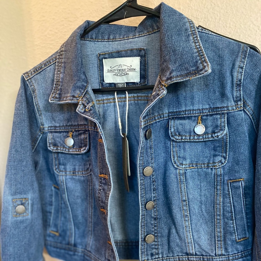 Blue Denim Jean Jacket, Size S, Ashley Vintage Charm Brand